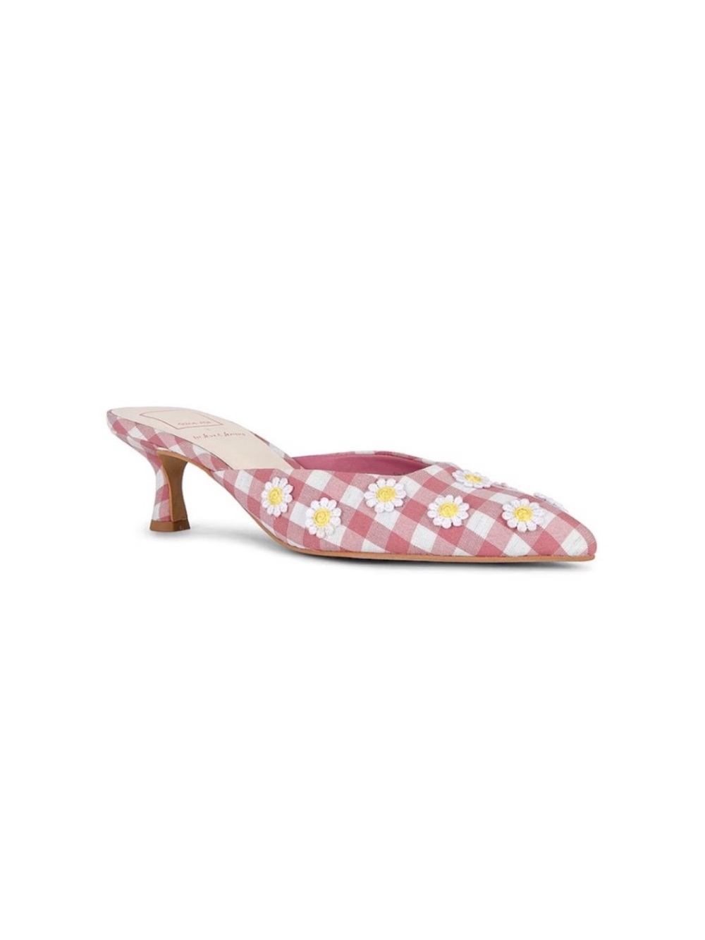 Dolce Vita Pink Gingham Daisy Pointed Mules